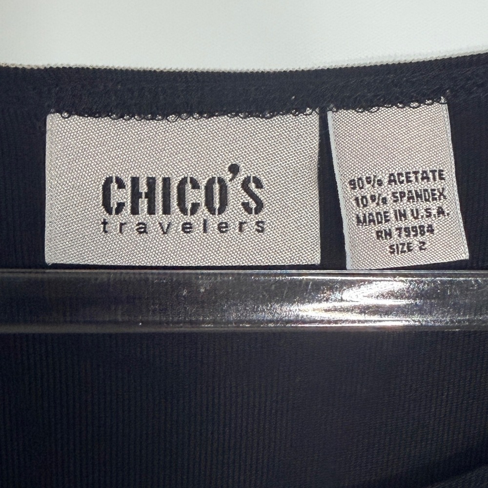 Chico's Travelers Black 3/4 Sleeve Scoop Neck Top Large - Picture 7 of 7